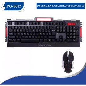 Resim Polygold PG-8013 Kablosuz Oyuncu Işıklı Klavye + Mouse Set 
