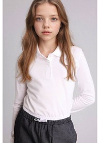 Resim Defacto Basic Beyaz Kız Çocuk Polo Yaka T-shirt J0010a6/wt34 