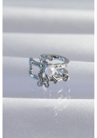 Resim Pirinç Gümüş Renk İncili Ahtapot Earcuff Küpe - Ebj240820w26732 Diğer 