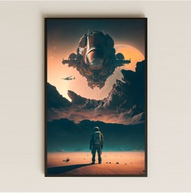 Resim Dev Uzay Gemisine Bakan Astronot Temalı Pleksi Tablo - Sinematik Bilimkurgu Dekoru 