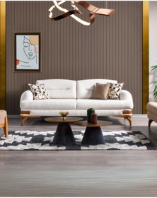 Resim Velura Home Monza Üçlü Kanepe - Beyaz 