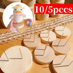 Resim 10/5 adet Ahşap Bebek Standları, El Sanatları Malzemeleri, Yün Felt Figürin Gösterim Standları ile Çiviler, Sanatçı Bebek Gösterim Rafı, El Yapımı Figürinler için Destek, Bej 