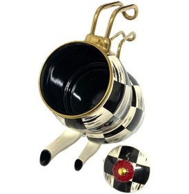 Resim Acar Qualita King Xap-5758 Mini Emaye Dama Çaydanlık Takımı Siyah - Beyaz 