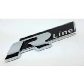 Resim Volkswagen R-Line Metal Logo-Silver-Black 