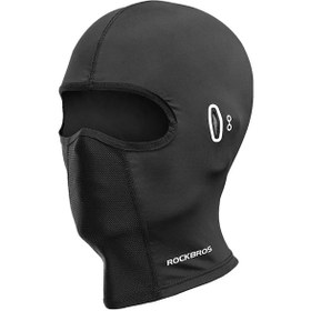 Resim Rockbros Lf8065 Motosiklet Yüz Maskesi Güneş Koruma Buz İpek Açık Hava Bisiklet Balaclava Cap Atkı Streç Kask Astarı - Siyah/gözlük Delikli 