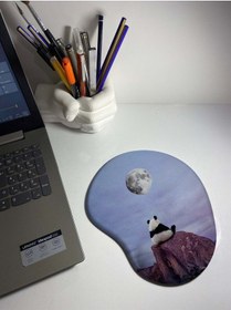 Resim Panda Ve Ay Temalı Bilek Destekli Mouse Pad Mousepad 