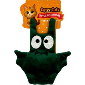 Resim PetzzCats Baty Matatabi ve Çıngırak Sesli Peluş Kedi Oyuncağı Yeşil 15x12 Cm 