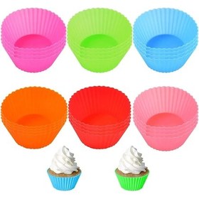Resim Silikon Muffin Kalıbı - Sürekli Kullanım Muffin Kek Kalıbı 6 Adet - Elm-01-768401 Çok Renkli 