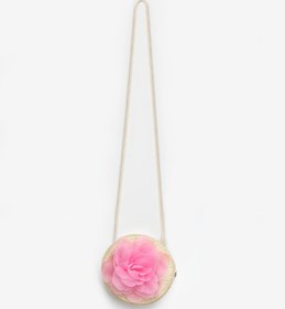 Resim Pembe Gül Detaylı Kız Çocuk Hasır Çanta - Pembe / Tek Ebat 