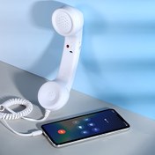 Resim 1 Adet Vintage Tarzı Kablolu Telefon Kulaklığı, 3.5mm Jak, Mikrofon ve Ses Kontrolü ile, Klasik Alıcı Tasarımı, Sadece Apple Mobil için Ses Ayarı Desteği Var, Güç Gerektirmez - Günlük Aramalar İçin İdeal 