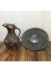 Resim Piramit İşlemeli Bakır Kapaklı Sürahi, Oksit 
