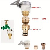 Resim Çok Fonksiyonlu Üçü Bir Arada Musluk Adaptörü Kiti, 18Mm-32Mm Dayanıklı Bağlantı Elemanı, RV Mutfak ve RV Banyo Muslukları, Bahçe Hortumları ve Cihazlar RV Mutfak Muslukları için Uygun 