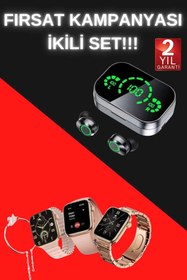 Resim Toptan Bulurum Yeni Nesil Kaliteli Akıllı Saat ve Kablosuz Bluetooth Kulaklık Yüksek Ses Kaliteli 