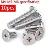 Resim 10 Adet Ağır Hizmet Tipi 304 Paslanmaz Çelik Vidalı - M4/M5/M6 Çapraz Yuvalı, İnce Başlı ve Geniş Düz Başlı - Güvenli Tutuş için Korozyona Dayanıklı - Elektronik, Makine, Otomotiv, Tesisat İşleri, Endüstriyel ve DIY Projeler İçin - Cilalı Metalik Yüzey, Korozyon Dirençli Bağlantı Elemanı 