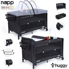 Resim Huggy Napp 6in1 Anne Yanı Park Yatak Oyun Parkı + Yatak 70x120 