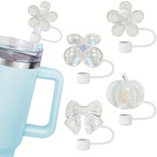 Resim 1 adet/4 adet Parıltılı Silikon Pipet Uçları, 1.02cm Çaplı Pipetler için Toz Geçirmez ve Yeniden Kullanılabilir Kapaklar, Dekoratif Çiçek Tasarımı, Tatil Kutlamaları ve Günlük Kullanım için Mükemmel 