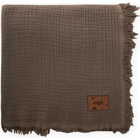 Resim Cigit Müslin Dört Kat Yatak Örtüsü 200x220 Cm K Bej Bej 