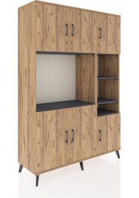 Resim Hyperion Dolap 10 Raflı 6 Kapaklı 132x44x195 Çam-çam/antrasit Çam 