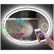 Resim GLOBAL LED MIRROR 73x93 Cm Bluetoothlu Makyaj Aynalı Buğu Yapmayan Ledli Elips Banyo Aynası 