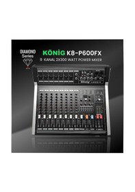 Resim König K-8p 600fx 8 Kanal Power Mikser 2x300w Usb Bluetooth 
