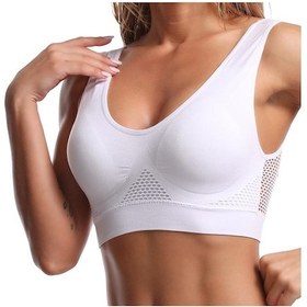 Resim Beyaz Kadın Spor Sutyeni Dikişsiz Tam Destek Kapsama Kablosuz Spor Sütyeni Yoga Spor Salonu Egzersiz Fitness S-6xl Beyaz 