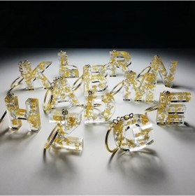 Resim Gogopak Gold Gümüş Cam Parçacıkları Şeffaf Epoksi Anahtarlık 