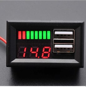 Resim Robizstore-Usb Soketli Voltmetreli Akü Kapasite Göstergesi 12V Pil Uyumlu 