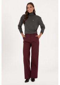 Resim U.S. Polo Assn. Kadın Bordo Loose Fit Kanvas Pantolon 50316913-VR177 