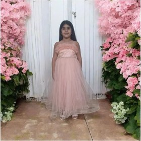 Resim Ahsenim Bebe Roba Fırfırlı Pullu Uzun Kız Çocuk Abiye Elbise 