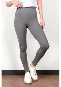 Resim Giysa Toparlayıcı Gri Kadın Kaşkorse Fitilli Spor Yoga Tayt - 4102 Koyu Gri 