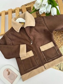 Resim Erkek Çocuk Koyu Kahve İçi Yünlü Süet Mont 