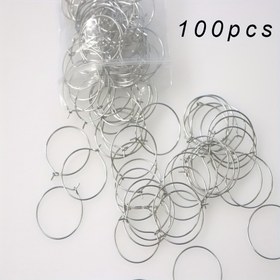 Resim 100 adet Şarap Kadehi Charm Halkaları 25mm Gümüş Kaplama Açık Atlama Halkası Küpe Boncuk Hoop Takı Yapımı Düğün Doğum Günü Parti Festival İyilik 
