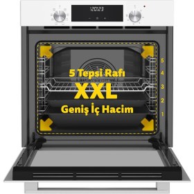 Resim Simfer 8209 Beyaz Cam Ankastr Fırın 76 lt A Enerji Sınıfı 9 Fonksiyon Turbo Pişirme 