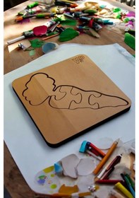 Resim Plywood Ahşap Boyanabilir Çocuklar Puzzle 4mm Havuç Boya Setli 