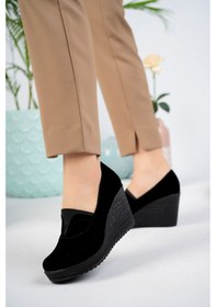 Resim EPAAVM - Dolgu Taban Lastikli Siyah Süet Ayakkabı - İRM370102 Siyah 