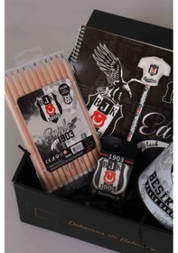 Resim Dekomus Gıft Box Özel Kutulu Lisanslı Beşiktaş Kırtasiye ve Boyama Seti Büyük Boy Kumbara İle Beraber 