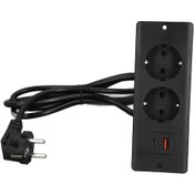 Resim Tenfowee Mobilya Gömülü Elektrik Prizi, 2 Soket + Usb-c Pd20w + Usb-a, 1.5m Kablolu, Pc Malzeme, Alan Tasarruflu 