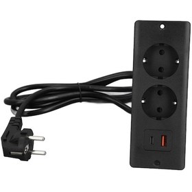 Resim Tenfowee Mobilya Gömülü Elektrik Prizi, 2 Soket + Usb-c Pd20w + Usb-a, 1.5m Kablolu, Pc Malzeme, Alan Tasarruflu 