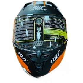 Resim Mts 966 Fc5 Mat Black Çene Açılır Güneş Vizörlü Motosiklet Kaskı Kapalı Siyah-Beyaz Turuncu Siyah 