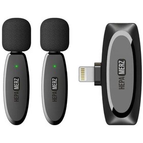 Resim Hepa Merz R-23 iPhone Apple Uyumlu iPad Çiftli Kablosuz Yaka Mikrofonu Gürültü Önleme Ve Kaliteli Ses 