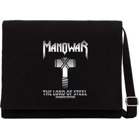 Resim Manowar Siyah Kanvas Postacı Çantası - Siyah 