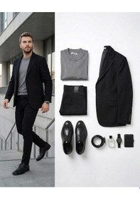 Resim Bys Beystil Erkek Siyah Blazer Ceket Petek - Slim Fit 