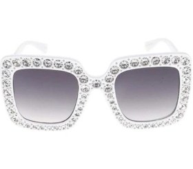 Resim Parti Gözlük Çerçevesi Taşlı Beyaz Kare Lüks Parti Aksesuarı Diğer 