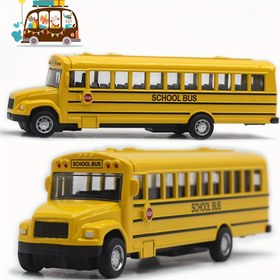 Resim 2 Paket 14CM Sarı Metal Okul Otobüsü Oyuncak, Amerikan Tarzı Geri Çekme Eylemi Modeli, Dayanıklı Alaşım Otobüs Koleksiyonu 