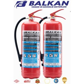 Resim BALKAN YANGIN VE GÜVENLİK SİSTEMLERİ 6 kg Ruhsata Uygun 4 Yıl Tozlu Yangın Tüpü 2 Adet 