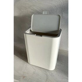 Resim PremiumPort Flip 6 Lt Banyo ve Mutfak Tezgah Üstü Çöp Kovası Bej 