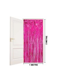 Resim Fuşya Renk Ekstra Metalize Parlak Saçaklı Arka Fon Perde İthal A Kalite 1x2 Metre Diğer 