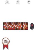 Resim Torima TMK-07 Çok Renkli Retro Daktilo Görünümlü Kablosuz Q Klavye Mouse Seti 
