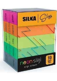 Resim Silka Corner Neon Silgi 5 Renk 10 Lu Paket 30 Lu Stand 