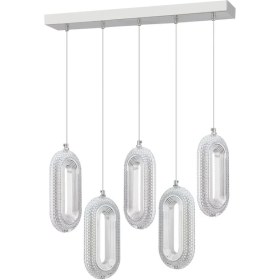 Resim Istanbul Avize Beta Yemek Masası 5'li Gümüş Ledli Modern 3 Renk LED Avize 